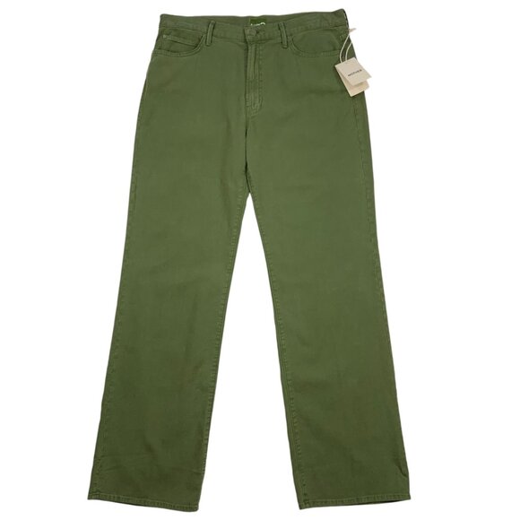 Mother The Kick It Pant 33 Olivine Green Twill High Rise Straight Leg Fall - Picture 1 of 12